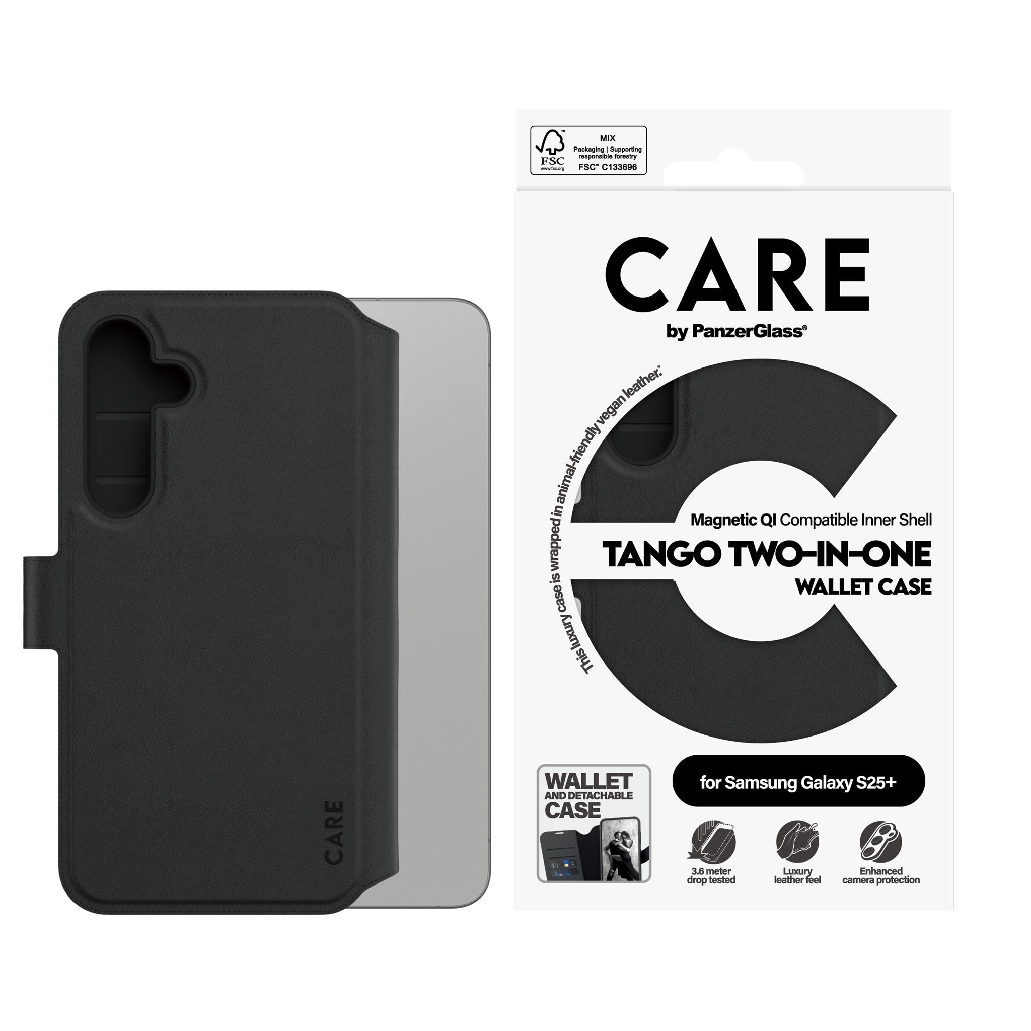 CARE by PanzerGlass® Tango Two-in-One Wallet Case w. Qi Compatible Samsung Galaxy S25+